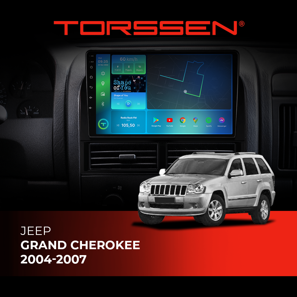 Штатна магнітола Torssen Jeep Grand Cherokee 04-07 NF9 Carplay