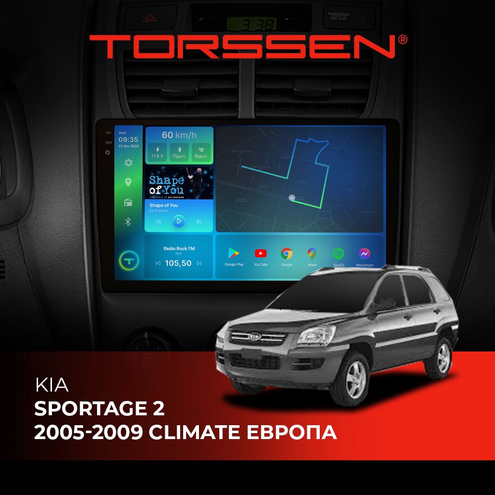 Штатна магнітола 2K Torssen Kia Sportage 2 05-09 climate Європа F9432 4G Carplay DSP