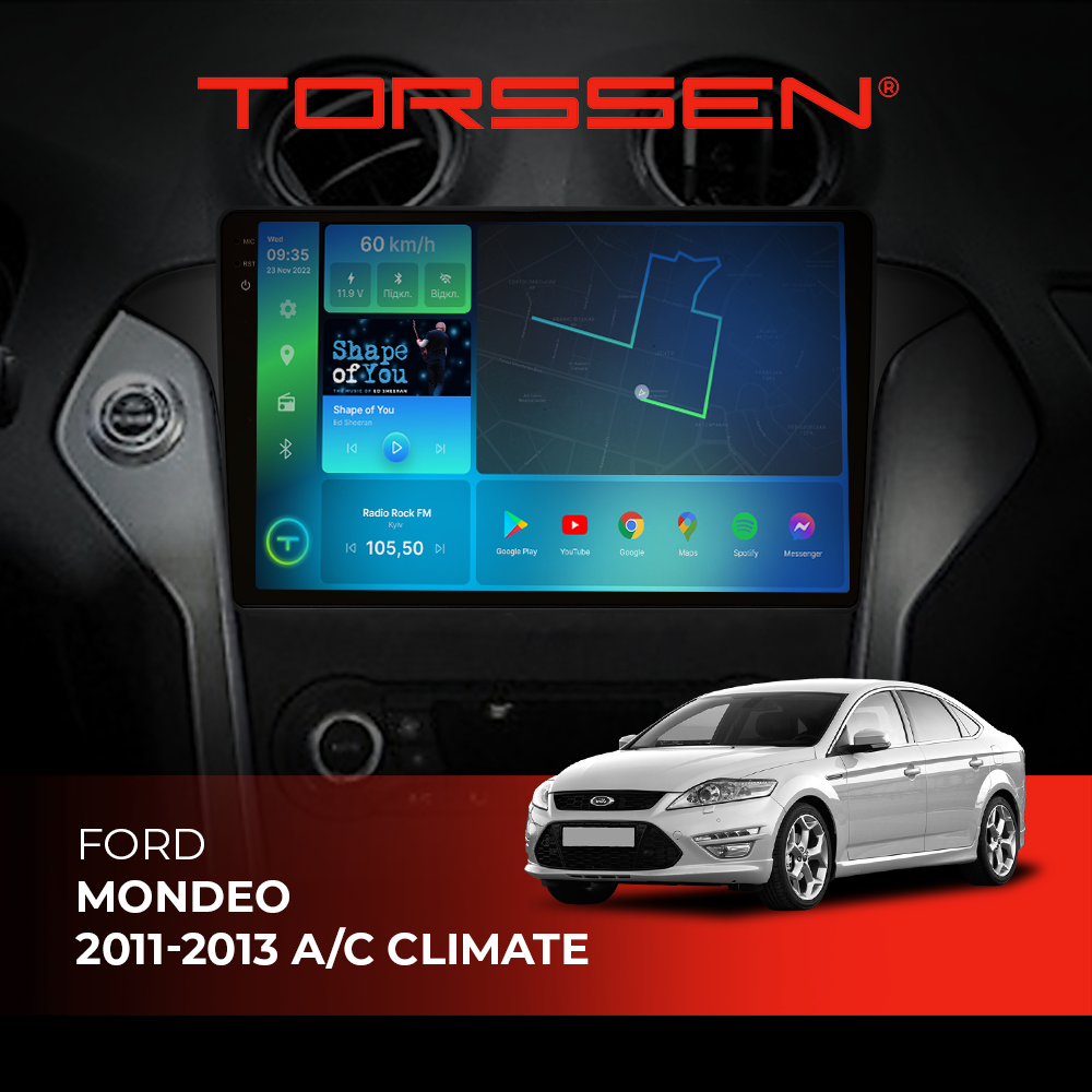 Штатна магнітола Torssen 2K Ford Mondeo 11-13 A/C climate black F98256 4G Carplay DSP