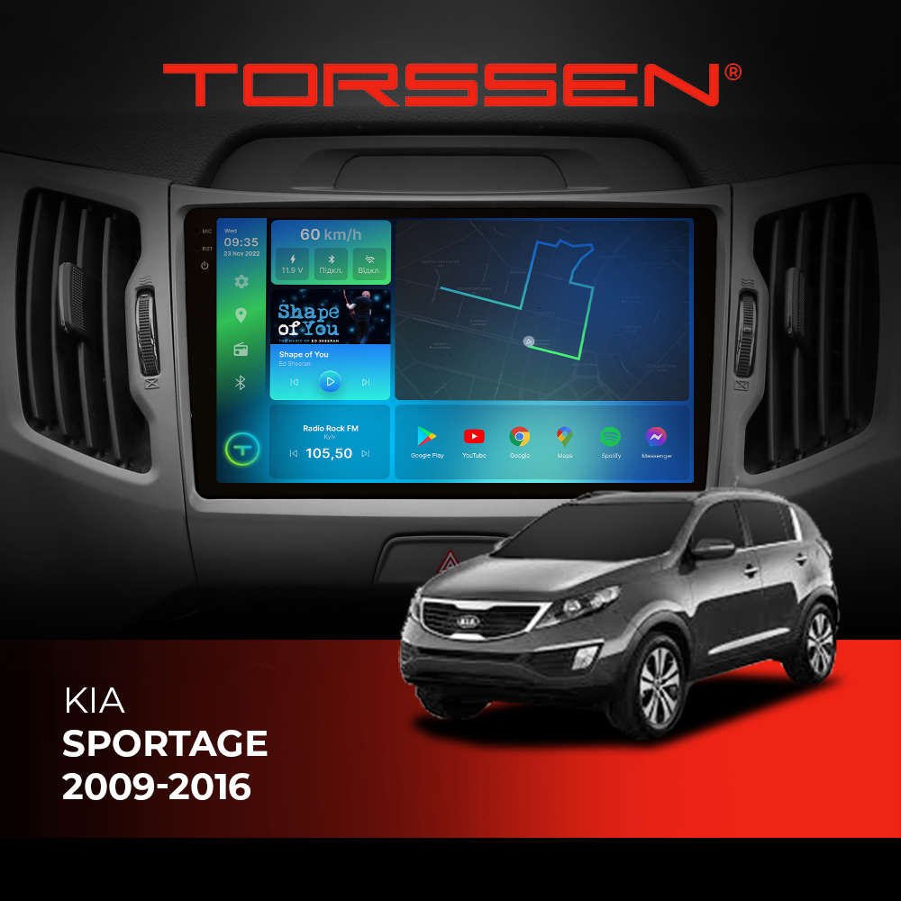 Штатна магнітола Torssen 2K Kia Sportage 2009-2016 F9432 4G Carplay DSP