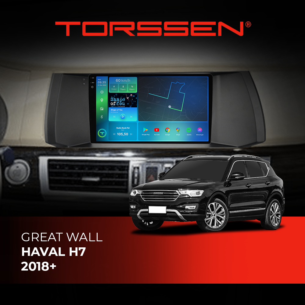Штатна магнітола Torssen 2K Great Wall Haval H7 2018+ FL9 4+64Gb 4G Carplay DSP