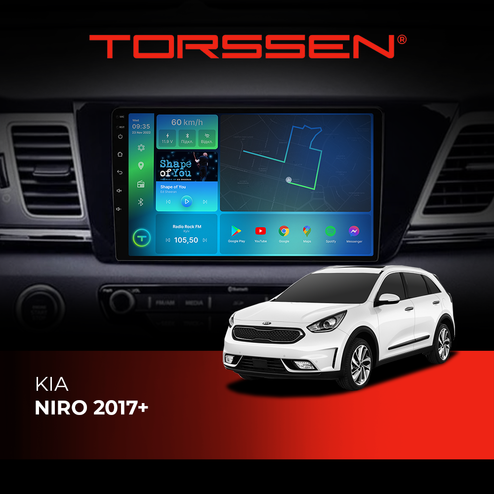 Штатна магнітола Torssen Kia Niro 2017+ F9432 4G Carplay DSP