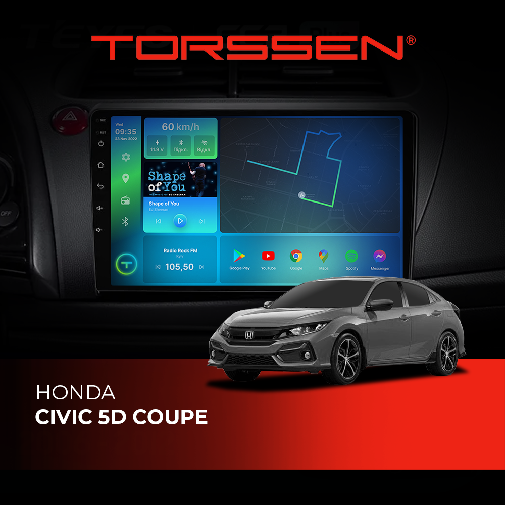 Штатна магнітола Torssen Honda Civic 5D Coupe F9464 4G Carplay DSP