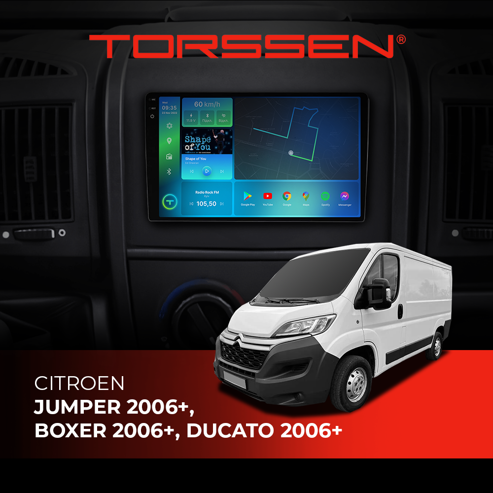 Штатна магнітола Torssen Citroen Jumper 06+,Boxer 06+, Ducato 06+ FL9 4+64Gb 4G Carplay DSP