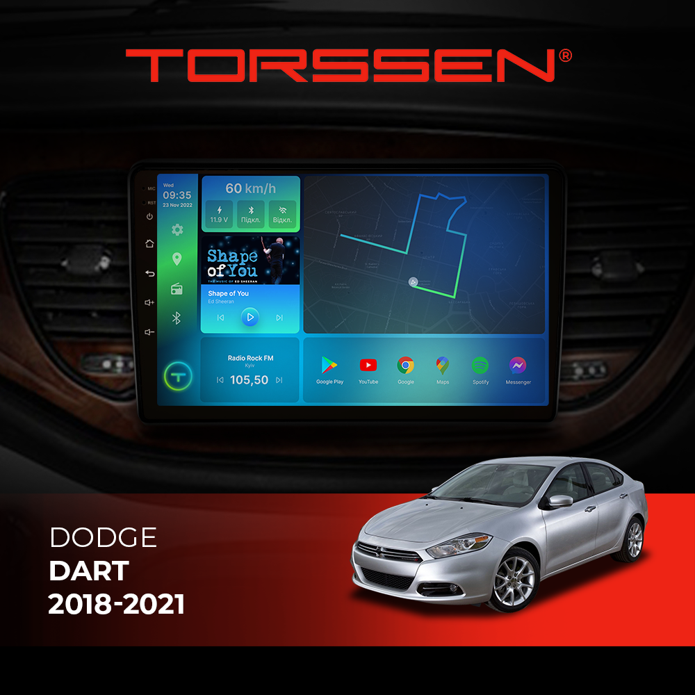 Штатна магнітола Torssen Dodge Dart 2018-2021 F9432 4G Carplay DSP