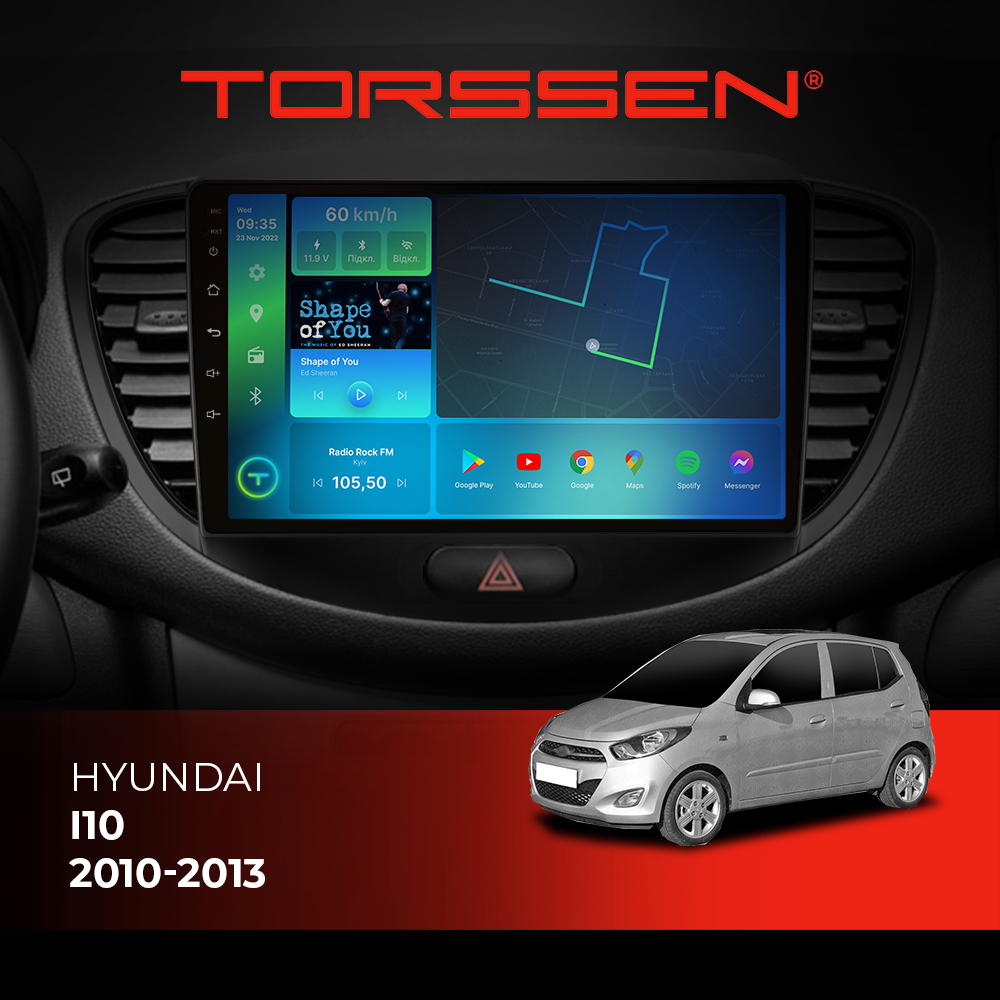 Штатна магнітола Torssen Hyundai I10 2010-2013 FL9 4+64Gb 4G Carplay DSP