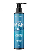 Чоловічий гель для душу,волосся і обличчя Ukr Beauty MAN 3 в 1 250 мл