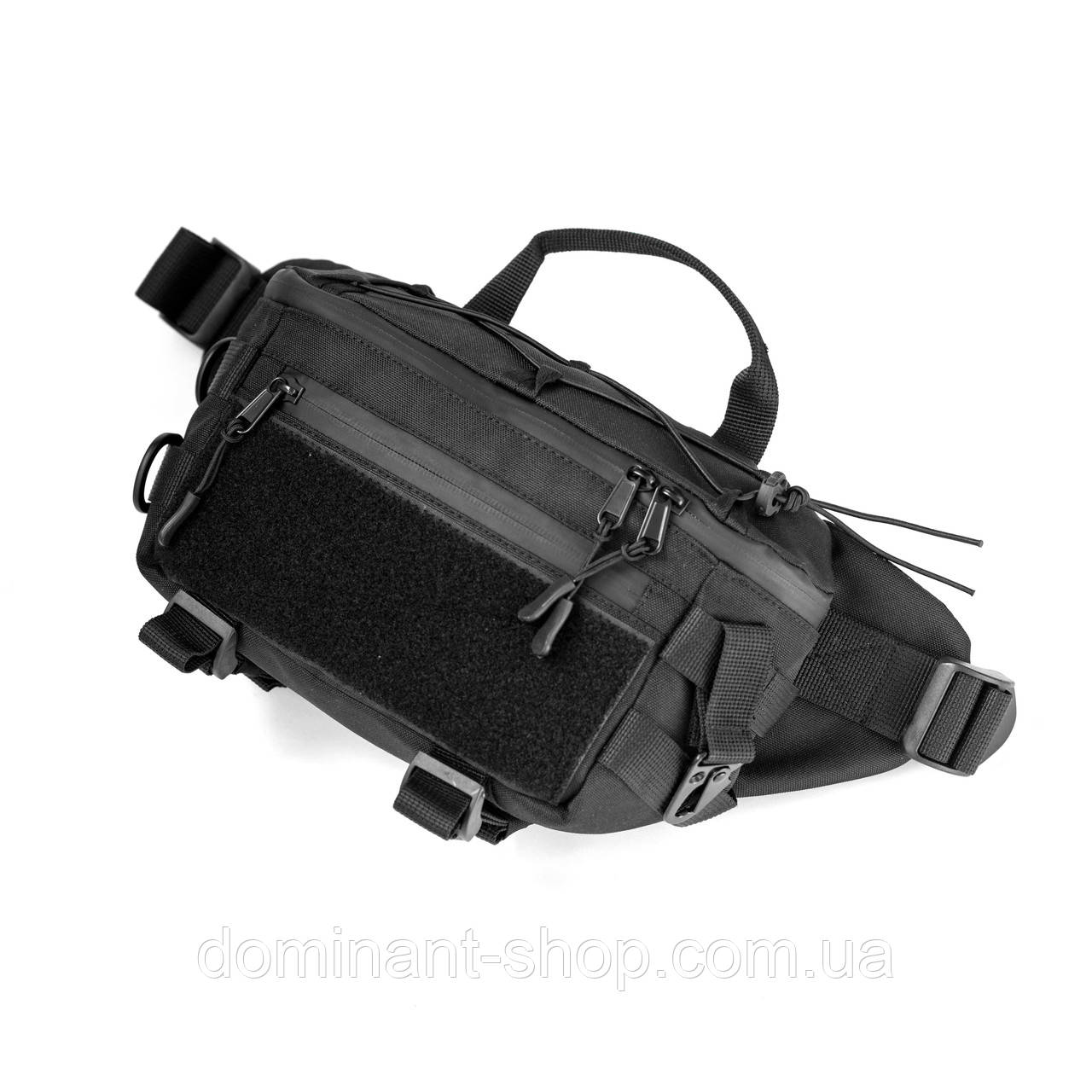 Велика сумка бананка через плече чорна тканинна з карабіном чоловіча TAC-2 Black сумка поясна Тактична
