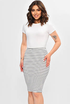 Спідниця жіноча білого кольору в смужку 202872T Безкоштовна доставка