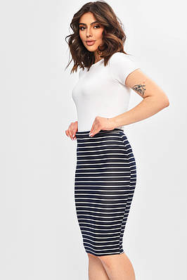 Спідниця жіноча темно-синього кольору у смужку 202875T Безкоштовна доставка