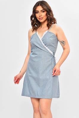 Сарафан жіночий блакитного кольору в смужку р.40 202697T Безкоштовна доставка