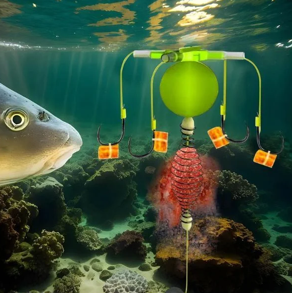 Пружина - годівниця для риболовлі з гачками оснащена спеціальним грузилом, набір 3 шт, розмір гачків 11,5 х 7,5 мм, фото 1