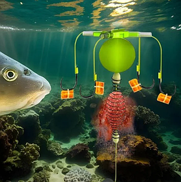 Пружина - годівниця для риболовлі з гачками оснащена спеціальним грузилом, набір 3 шт, розмір гачків 11,5 х 7,5 мм