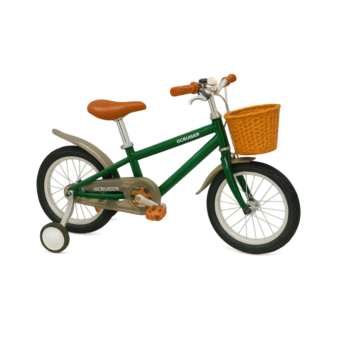 Дитячий велосипед Maraton M01 16 дюймів, зелений, з алюмінієвою рамою, кошиком та додатковими колесами, фото 1