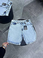 Джинсові Мом Шорти Чоловічі Блакитні Однотонні Літні Базові Денвер