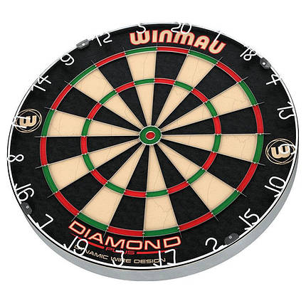 Фірмова мішень для гри в дартс зі справжнього сизалю Diamond Winmau Англія з дротиками, фото 4