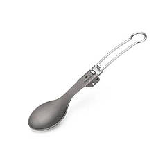 Ложка складана з титану Naturehike Titanium NH19C001-J сіра з мішечком