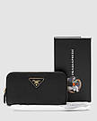 Жіноча брендова сумка Prada Leather Round Zippy Long Wallet Nero Black, фото 4