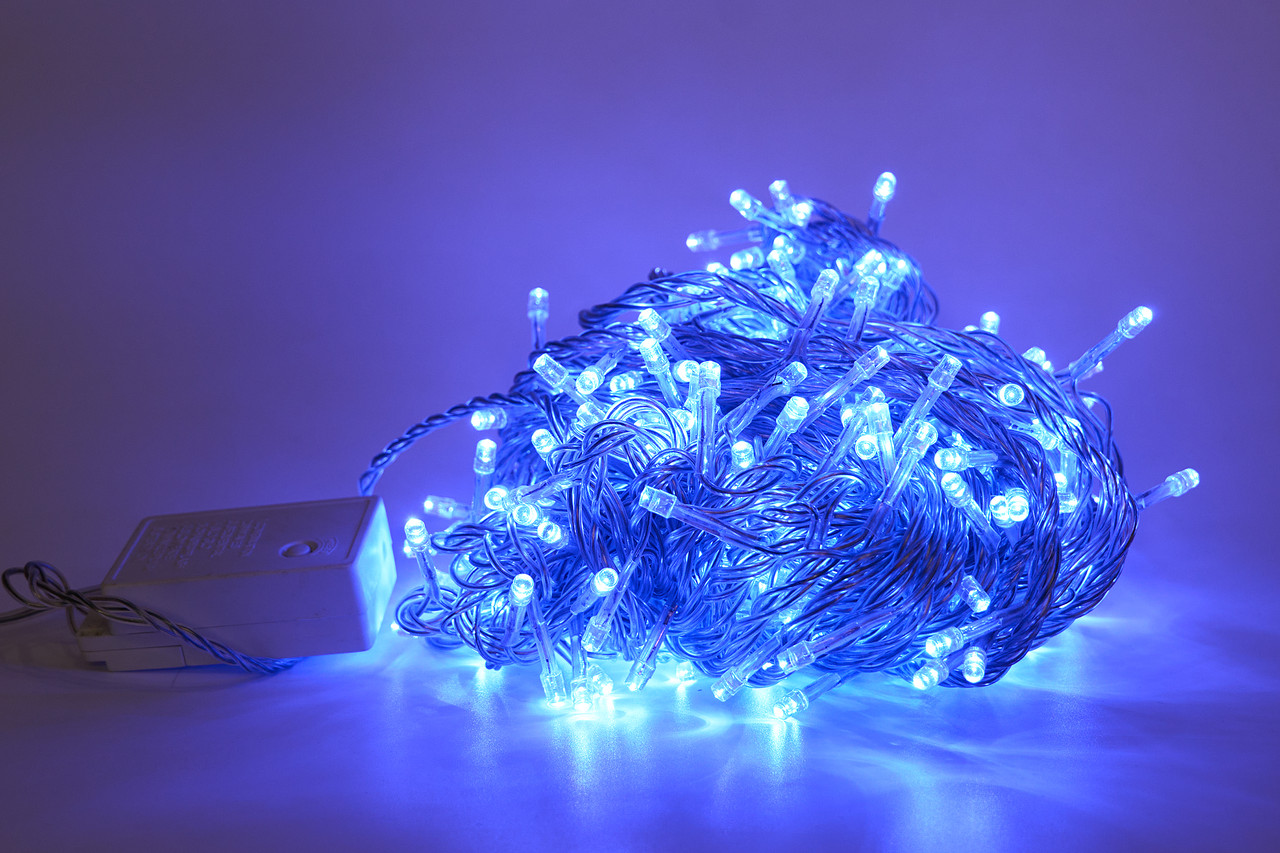 Світлодіодна новорічна гірлянда, 15 м, 300 л, 8 режимів, синій, IP44, LED (040292), фото 1