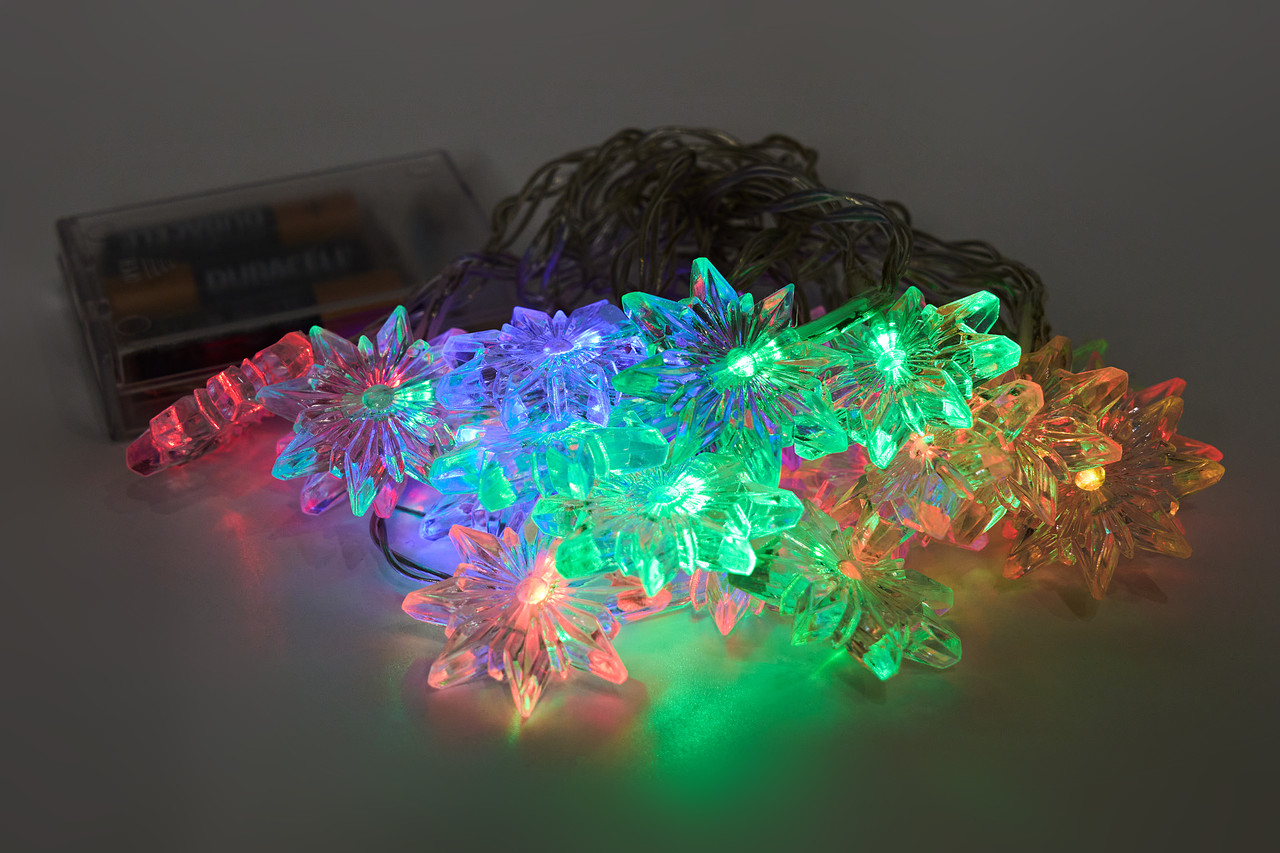 Світлодіодна новорічна гірлянда з насадками 20Л на батарейках різнобарвна, LED (651894), фото 1