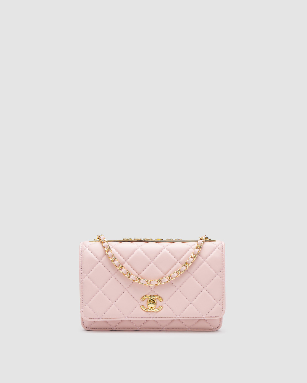 Жіноча брендова сумка Шанель Chanel Calfskin Quilted Perfect Fit Wallet On Chain Pink/Gold, фото 1
