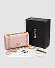 Жіноча брендова сумка Шанель Chanel Calfskin Quilted Perfect Fit Wallet On Chain Pink/Gold, фото 4