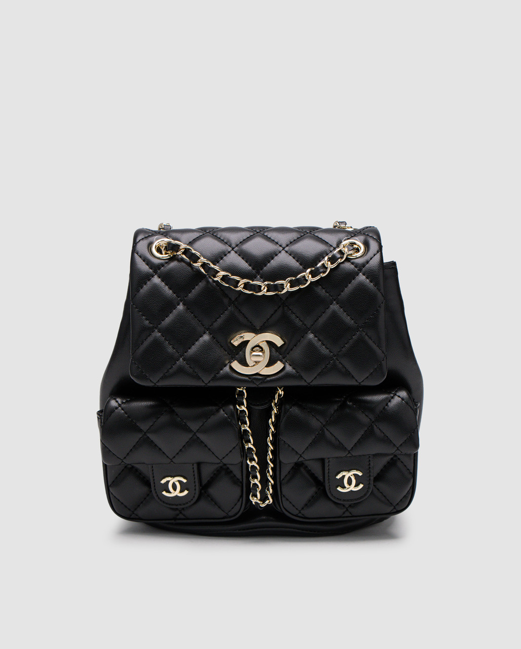 Жіноча брендова сумка Шанель Chanel Two-Pocket Duma Backpack Black, фото 1