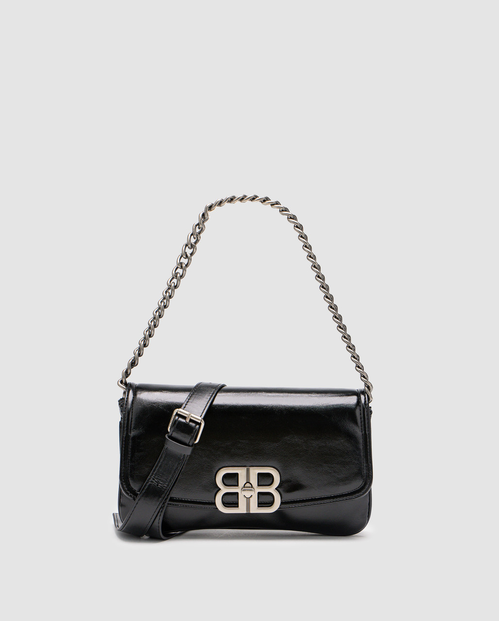 Сумка жіноча Balenciaga Small Bb Flap Leather Bag Black/Silver