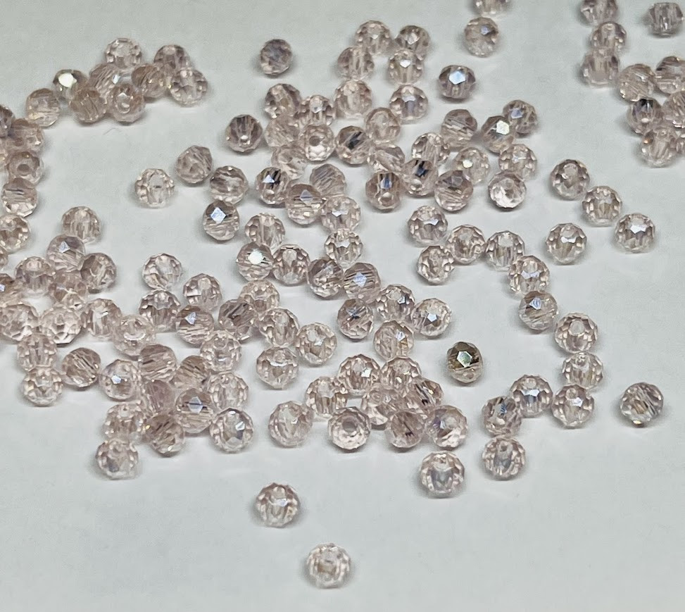 Бусина Рондель 2*2 мм, колір світло-рожевий (прозорий), арт 018289, 1-нитка ≈135-145 шт, Світло-рожевий, фото 1