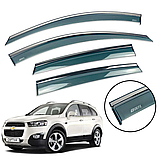 Дефлекторы окон HAWK на Chevrolet Captiva 2013+ Ветровики с хром полоскою Хавк на Шевроле Каптива, фото 2