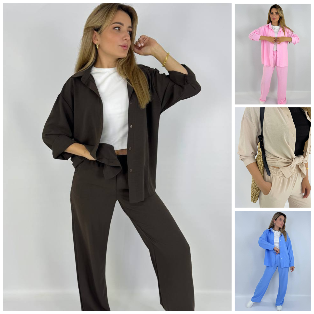 42-52 Жіночий легкий прогулянковий костюм сорочка зі штанами, фото 1