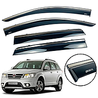 Дефлектори вікон Defl на Dodge Journey 2009-2021 Вітровики з хром-смужкою Дефл на Додж Джорні