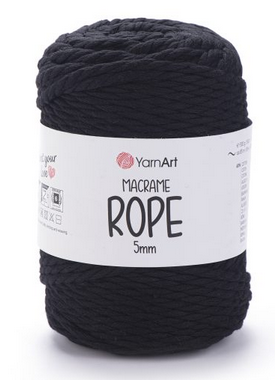 Макраме Rope 5 мм YarnArt-750 чорний, фото 1