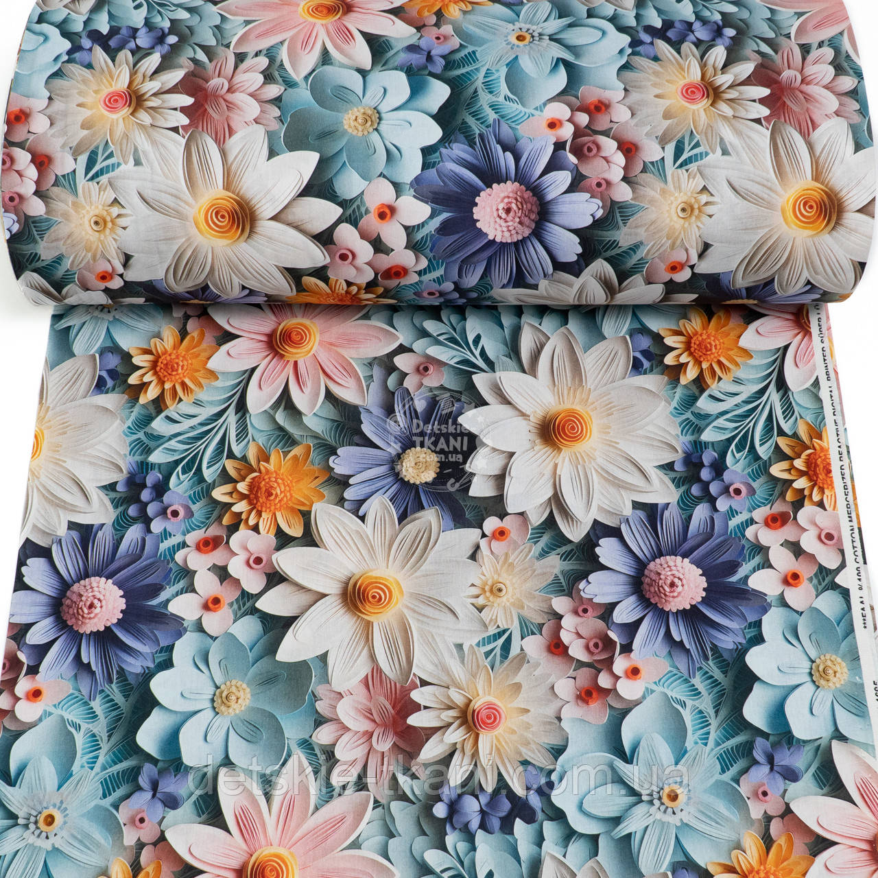 Ранфорс digital з цифровим друком 5D "Квіти з паперу", №5619, фото 1