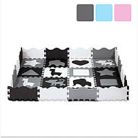 Розвивальний килимок манеж-пазл Nils Fun MD03 140x140см 36 елементів GRAY