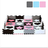 Розвивальний килимок манеж-пазл Nils Fun MD03 140x140см 36 елементів GRAY Рожевий