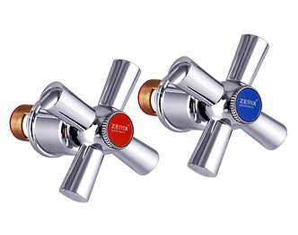 Комплект ручок із кранбуксами для змішувача ZERIX HANDLES SET-A722 (ZX2952) кераміка/латунь, фото 1