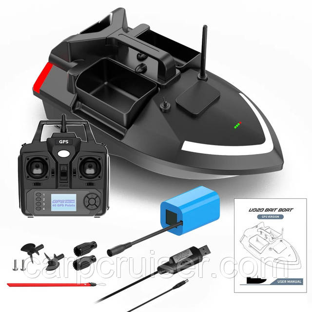 Подкормочный карповый кораблик для рыбалки Flytec V020 с GPS навигацией с акб 5200 мАч