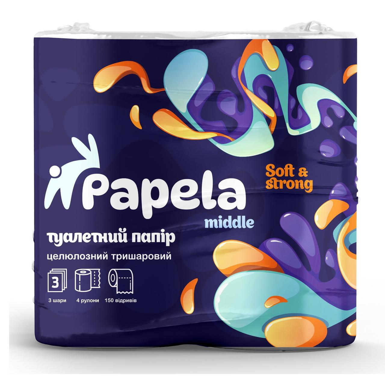 Туалетний папір Papela Middle целюлозний тришаровий (4 рулони)
