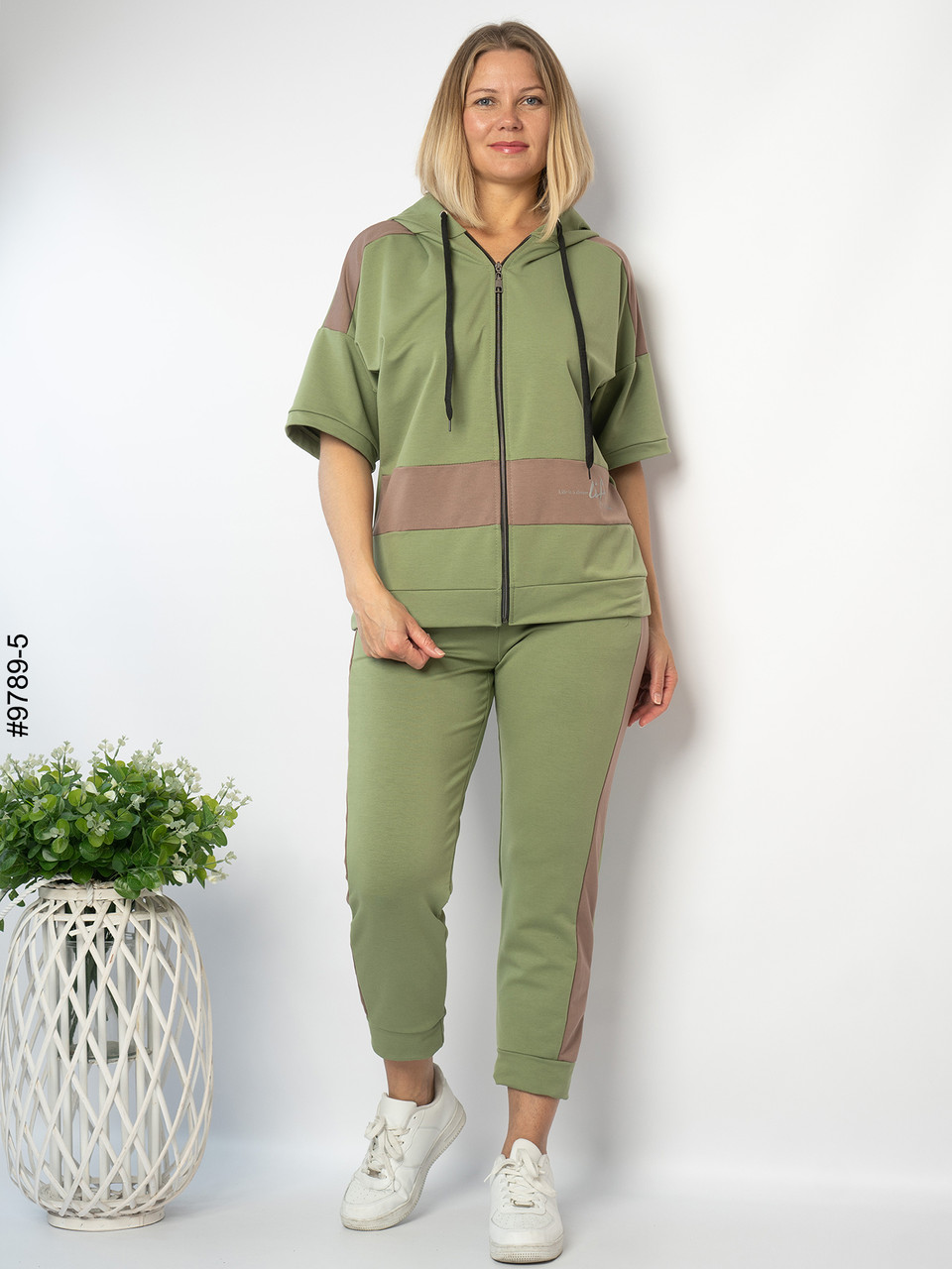 9789-5 Спортивний костюм жіночий на блискавці двунитка батал (4 од: 50,52,54,56), фото 1
