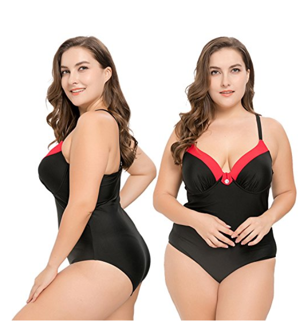 Суцільний купальник великих розмірів з пушапом на кісточках, фото 1