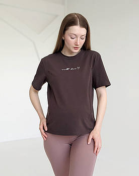 Футболка для годуючих мам WITH LOVE (шоколадний)