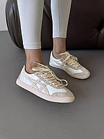 Бежеві шкіряні жіночі кросівки ASICS ONITSUKA TIGER BEIGE SATIN premium Демісезонні кеди Асікс Тайгер купити
