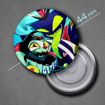 "Фіззароллі та Асмодей (Пекельний бос / Helluva boss)" магніт круглий Ø44 мм