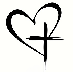 Наклейка на машину "Серце + Хрест" Чорна 11 х 14 см (напівматова)