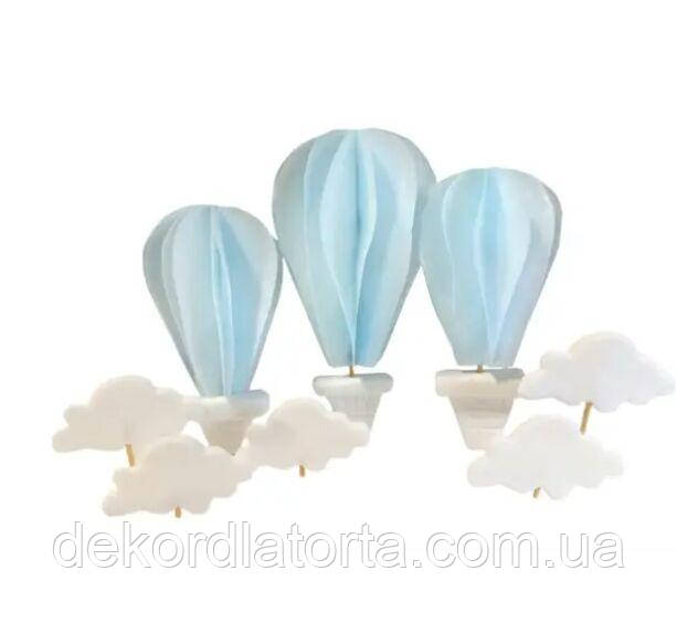 Набір вафельного декору "Повітряні кулі" блакитні