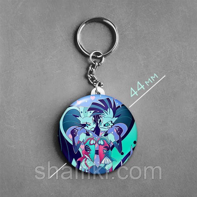 "Гліц та Глем (Пекельний бос / Helluva boss)" брелок круглий Ø44 мм, фото 1