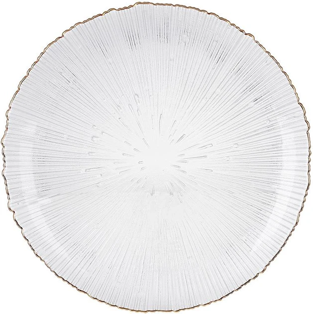 Тарілка обідня скляна Fluer Ø27см прозора із золотою облямівкою (BD-992-091), фото 1