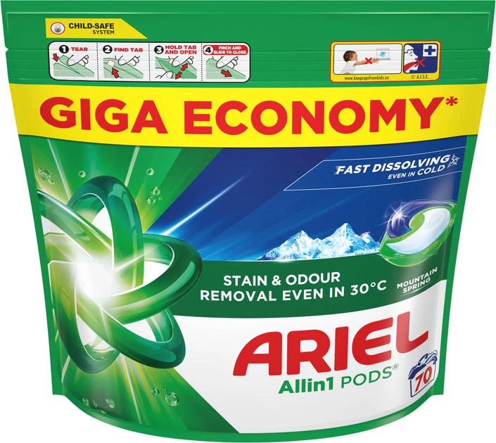 Капсули для прання Ariel Pods All-in-1 Mountain Spring 70 шт