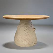 Стіл обідній Глечик круглий нерозкладний столик кавовий невеликий дерев'яний сучасний для кухні кафе ресторану дуб, фото 2